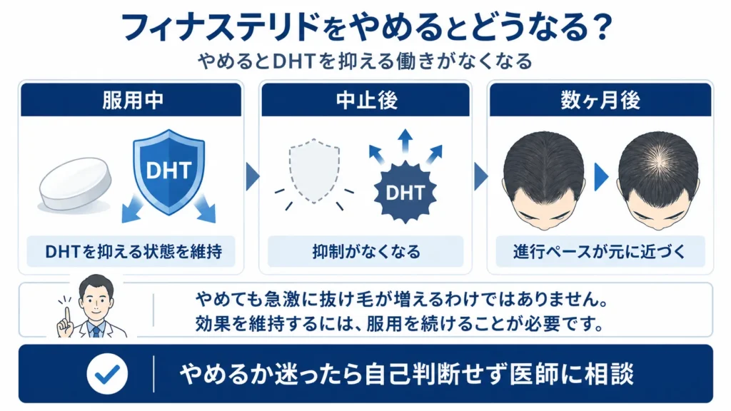 フィナステリドをやめるとどうなる？