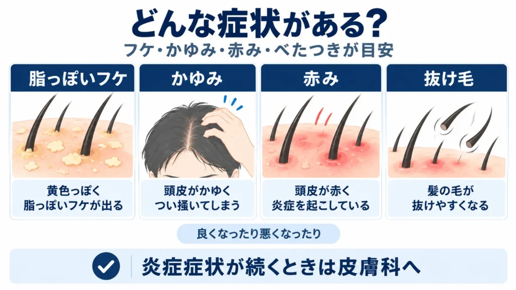 脂漏性皮膚炎はどんな症状がある?