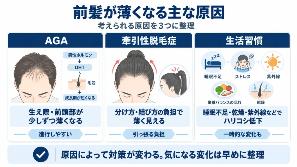 前髪が薄くなる主な原因