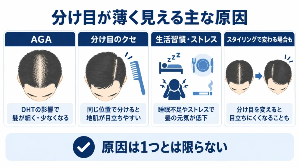分け目が薄く見える主な原因