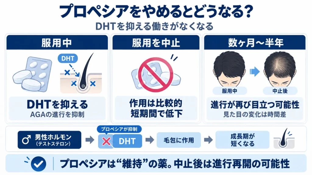 プロペシア(フィナステリド)をやめるとどうなる?