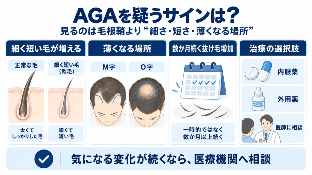 毛根鞘がない抜け毛はAGAのサイン？見分けるポイント