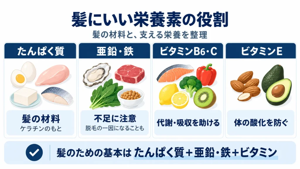 髪にいい食べ物を選ぶ前に知っておきたい栄養素の役割